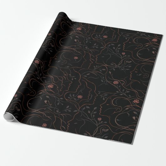 Abstract Faces Botanical Wrapping Paper ラッピングペーパー (アンロールド)