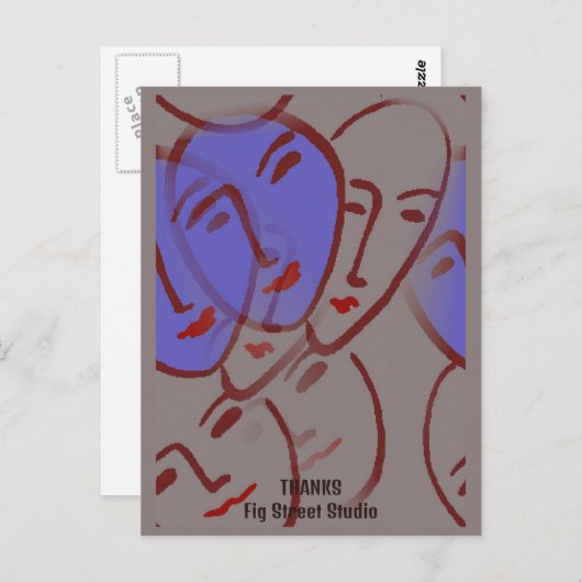 Abstract Faces, Fig Street Studio ポストカード (正面/裏面)
