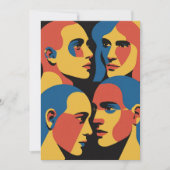 Abstract Faces Grid Art Print, Human Faces 招待状 (正面)