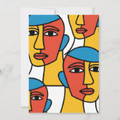 Abstract Faces Print, Vibrant Geometric Art 招待状 (正面)
