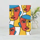 Abstract Faces Print, Vibrant Geometric Art 招待状 (スタンド正面)