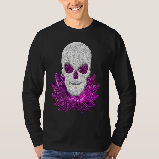 Abstract Fantasy Lacy Skull Goth Pink Eyes Tシャツ (正面)