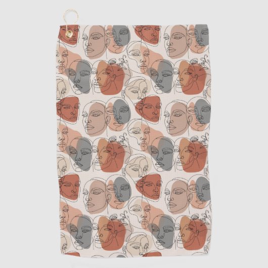 Abstract Feminine Face Pattern ゴルフタオル (正面)