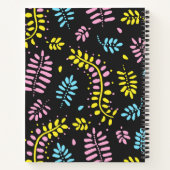 Abstract Ferns-yellow, pink and blue on dark gray ノートブック (裏面)