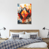 Abstract Fiery Diamond & Shadow Geometric Canvas  キャンバスプリント (インサイチュ (寝室))