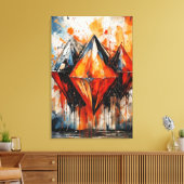 Abstract Fiery Diamond & Shadow Geometric Canvas  キャンバスプリント (インサイチュ (リビング))