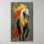 Abstract Fire Horse – Bold Modern Equine Art ポスター (正面)