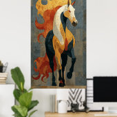 Abstract Fire Horse – Bold Modern Equine Art ポスター (ホームオフィス)