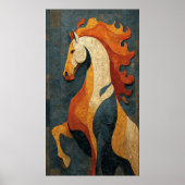 Abstract Fire Horse – Modern Equine Art Design ポスター (正面)