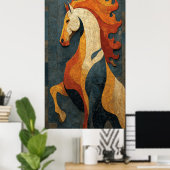 Abstract Fire Horse – Modern Equine Art Design ポスター (ホームオフィス)