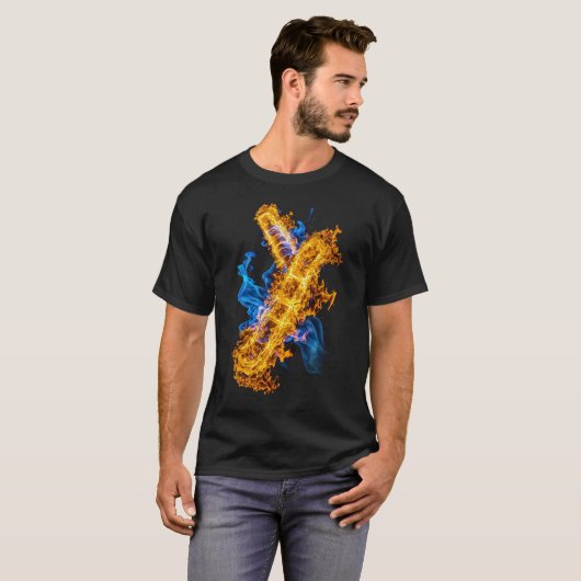 Abstract Fire Ice Elemental Magic Clash Gamer Tシャツ (正面フル)
