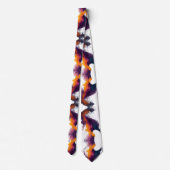 Abstract Flame Brushstroke Pattern Orange Purple ネクタイ (裏面)