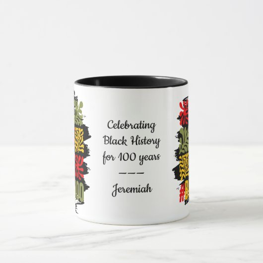 Abstract Floral 100 Centennial Black History Month マグカップ (中央)
