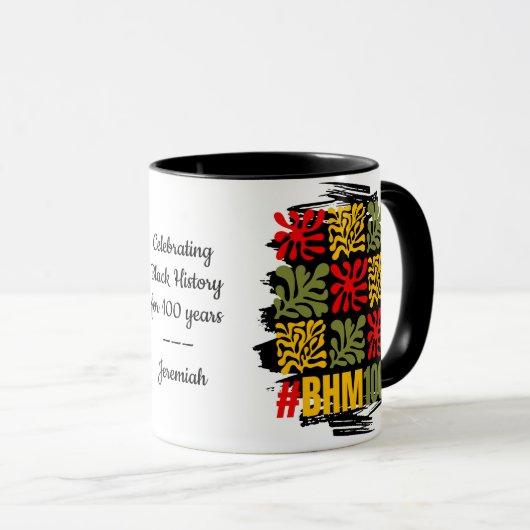 Abstract Floral 100 Centennial Black History Month マグカップ (正面右)