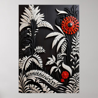 Abstract Floral Art Print ポスター