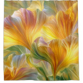 Abstract Floral Art with Yellow Petals シャワーカーテン (正面)