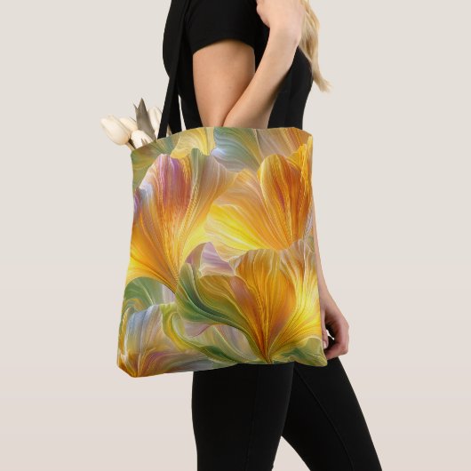 Abstract Floral Art with Yellow Petals トートバッグ (クローズアップ)