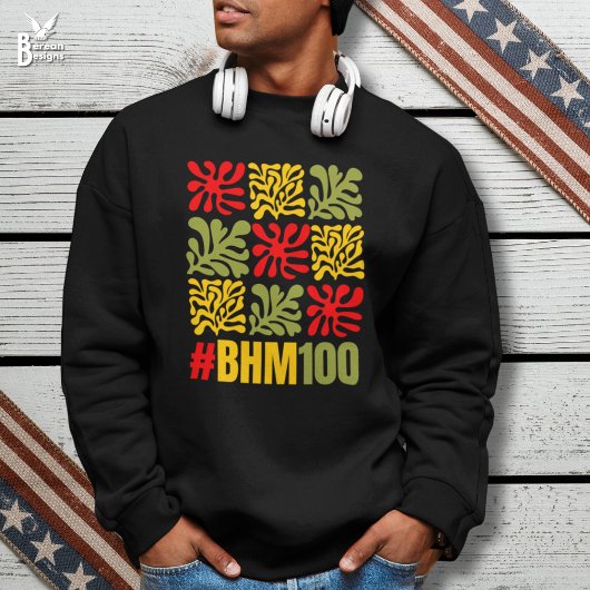 Abstract Floral BHM 100 Years Black History Month スウェットシャツ