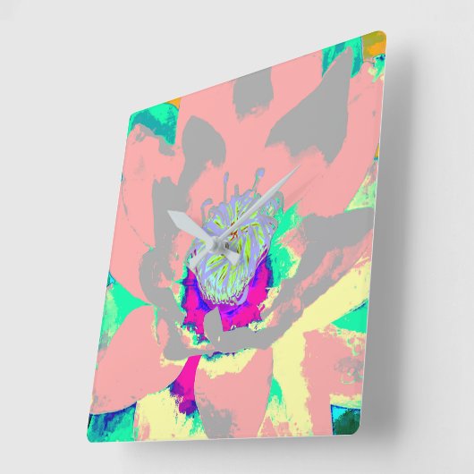 Abstract floral clock スクエア壁時計 (傾斜)