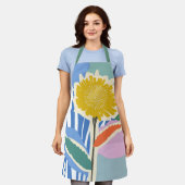 Abstract Floral Dandelion Color Blocks Modern  エプロン (着用した状態)