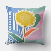 Abstract Floral Dandelion Color Blocks Modern  クッション (正面)