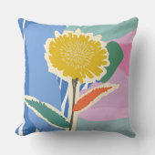 Abstract Floral Dandelion Color Blocks Modern  クッション (正面)