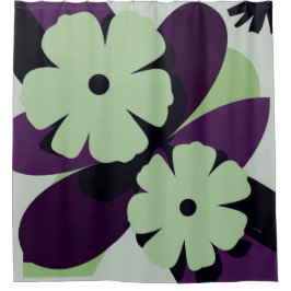Abstract Floral Design シャワーカーテン