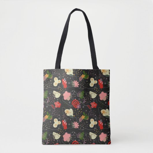 Abstract Floral Doodle Tote トートバッグ (正面)