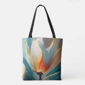Abstract Floral Glow in Teal and Orange トートバッグ (裏面)