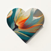 Abstract Floral Glow in Teal and Orange ノートブック (裏面)