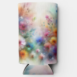 Abstract Floral in Watercolor Style スリム缶クーラー