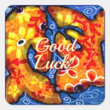 Abstract Floral Koi Fish Good Luck Greeting Card
