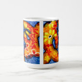 Abstract Floral Koi Fish Orange Yellow Red Blue コーヒーマグカップ (中央)