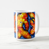 Abstract Floral Koi Fish Orange Yellow Red Blue コーヒーマグカップ (正面右)