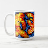 Abstract Floral Koi Fish Orange Yellow Red Blue コーヒーマグカップ (左)