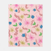 Abstract Floral Mandala Pattern Design red フリースブランケット (正面)