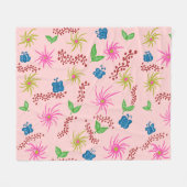 Abstract Floral Mandala Pattern Design red フリースブランケット (正面(横))