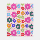 Abstract Floral Mandala Pattern Design red フリースブランケット (正面)
