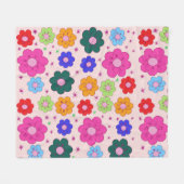 Abstract Floral Mandala Pattern Design red フリースブランケット (正面(横))