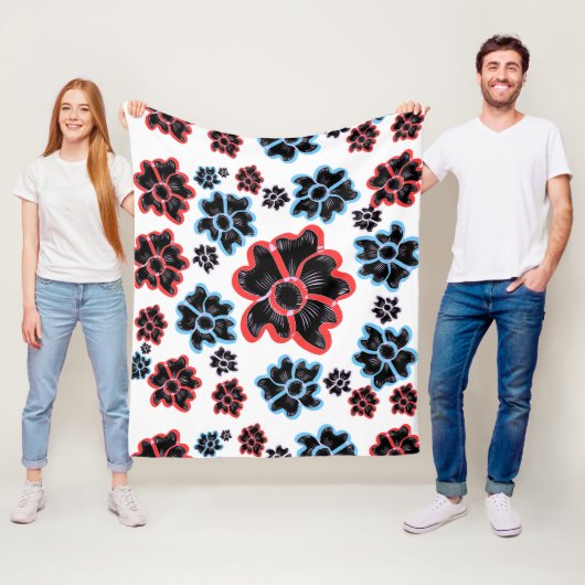 Abstract Floral Mandala Pattern Design red  フリースブランケット (インサイチュ)