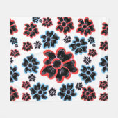 Abstract Floral Mandala Pattern Design red  フリースブランケット (正面(横))