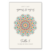 Abstract Floral Mandala Wedding Place Card テーブルナンバー (正面)