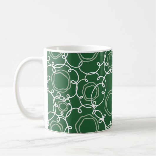 Abstract Floral Matrix (Dark Green) Fine Art コーヒーマグカップ (左)