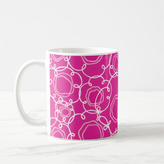 Abstract Floral Matrix (Hot Pink) Fine Art コーヒーマグカップ (左)