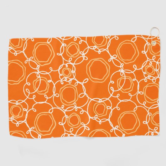 Abstract Floral Matrix (Orange) Fine Art ゴルフタオル (横)