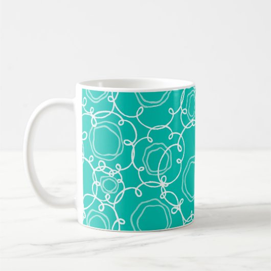 Abstract Floral Matrix (Teal) Fine Art コーヒーマグカップ (左)