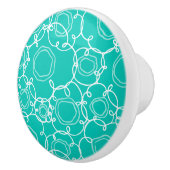 Abstract Floral Matrix (Teal) Fine Art セラミックノブ (右)