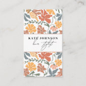 Abstract Floral Mid Century Salon Hair Stylist 名刺 (正面)