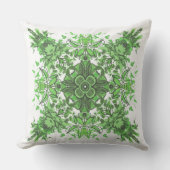 Abstract Floral Pattern In Black & Green On White アウトドアクッション (正面)