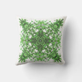 Abstract Floral Pattern In Black & Green On White クッション (裏面)